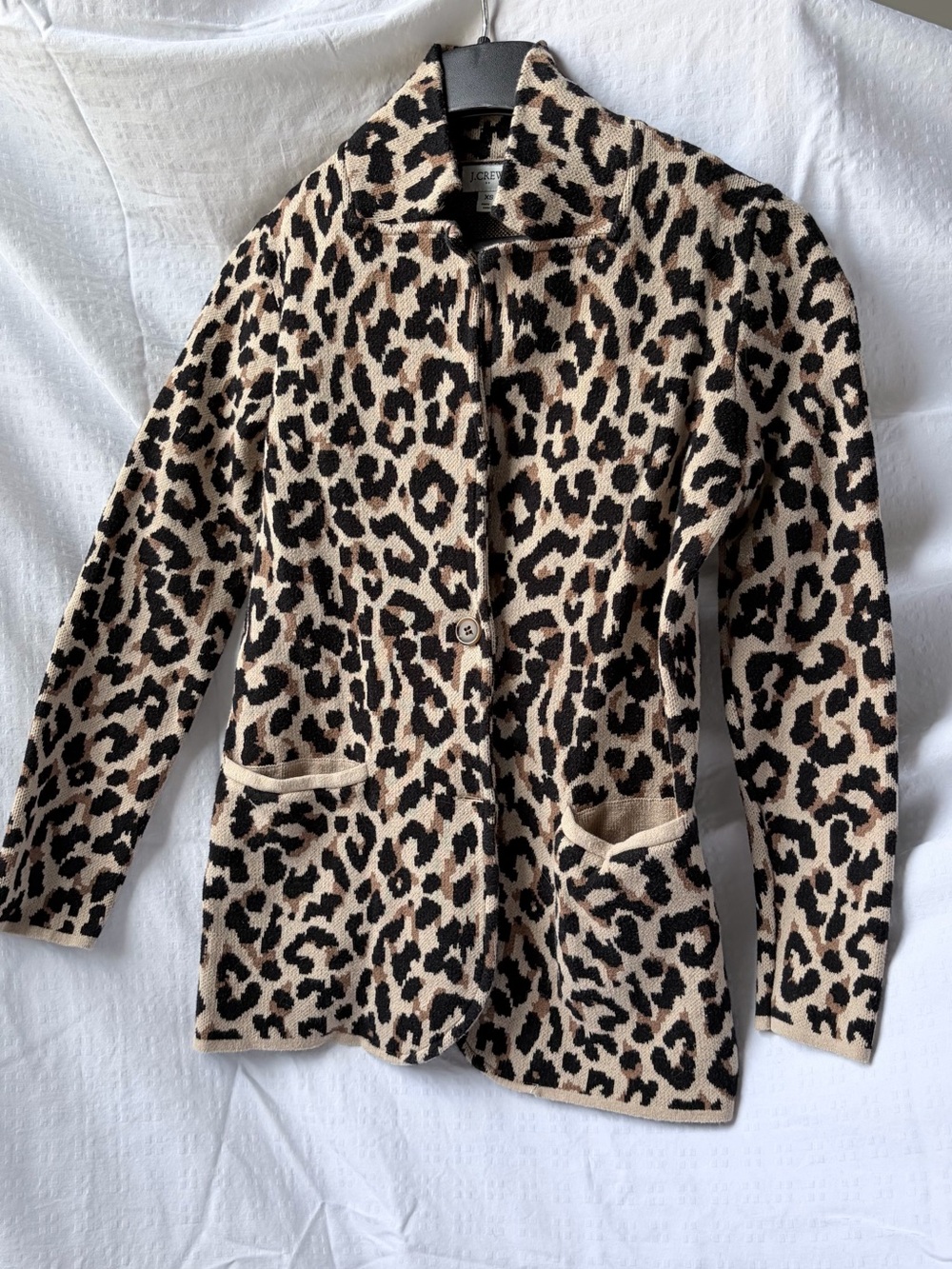 J. Crew Leopard Print Button-Front Cardigan - Beige/Black/Brown